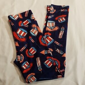 Lularoe women's One Size leggings Independence Day NWOT